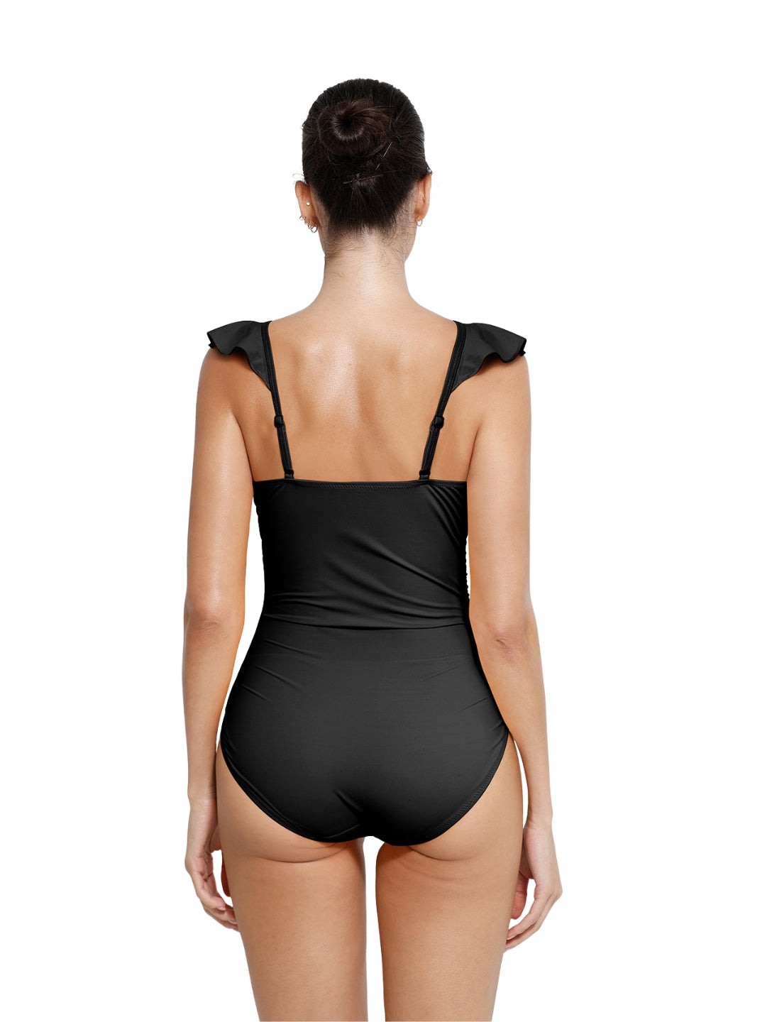 Maillot de bain gainant à volants et décolleté en V