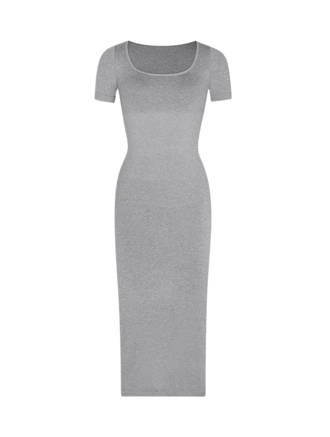 Robe midi fendue bodycon shapewear avec manches courtes