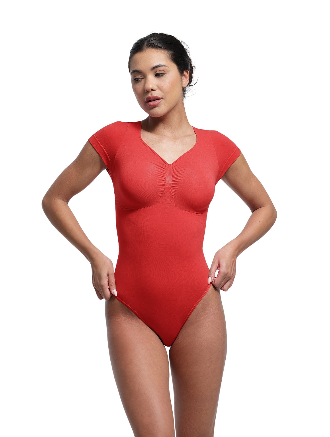 Body T-shirt Sculptant à Col en V