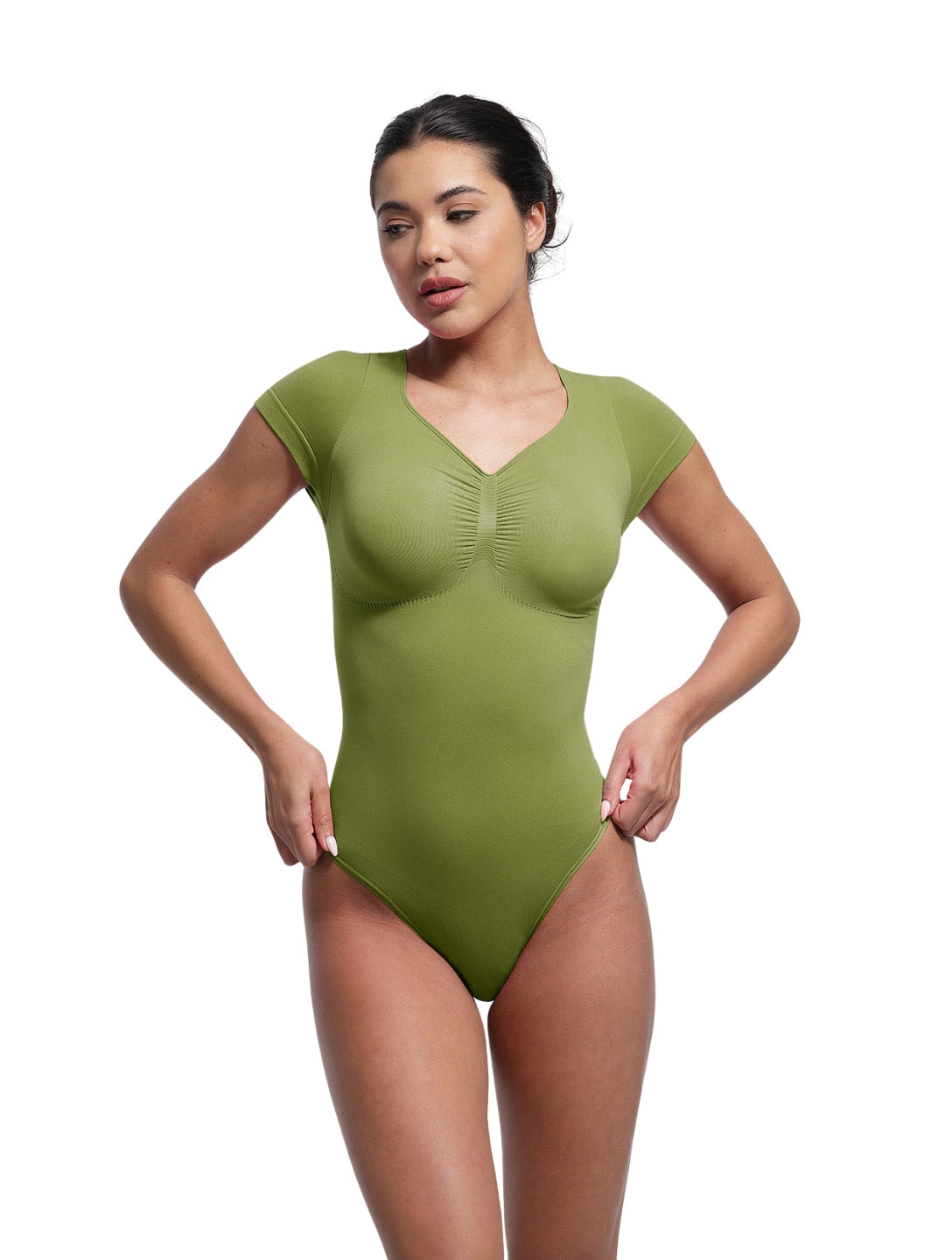 Body T-shirt Sculptant à Col en V