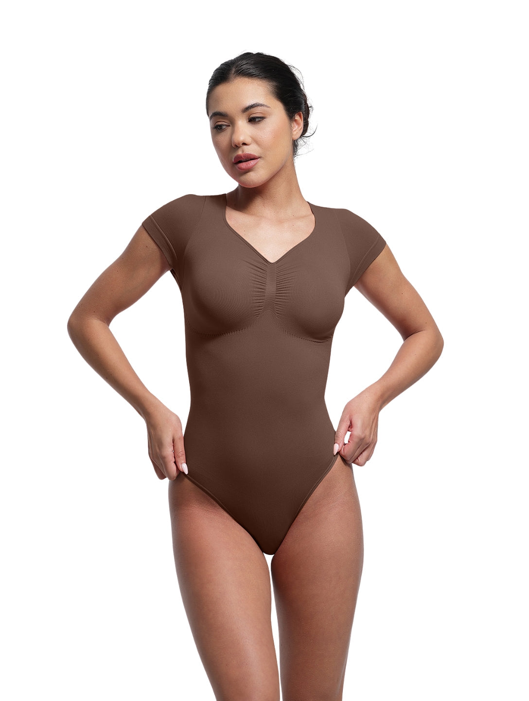 Body T-shirt Sculptant à Col en V