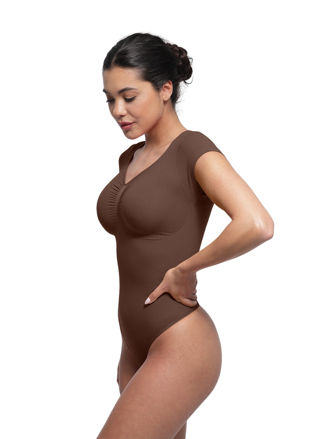 Body T-shirt Sculptant à Col en V