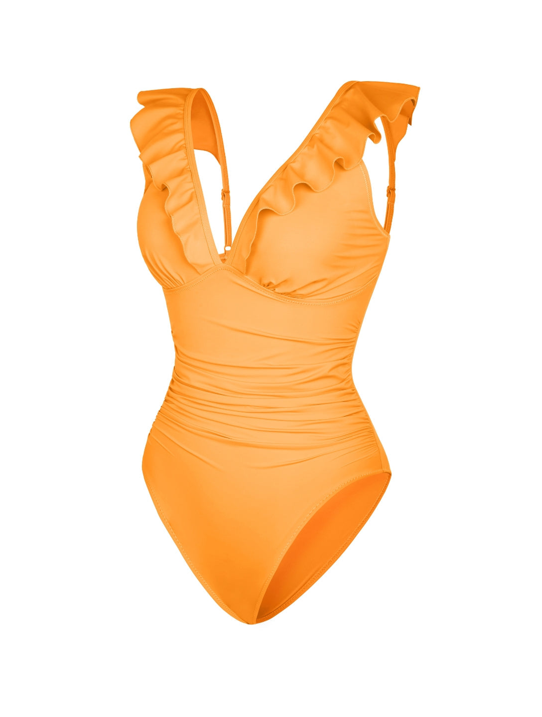 Maillot de bain gainant à volants et décolleté en V
