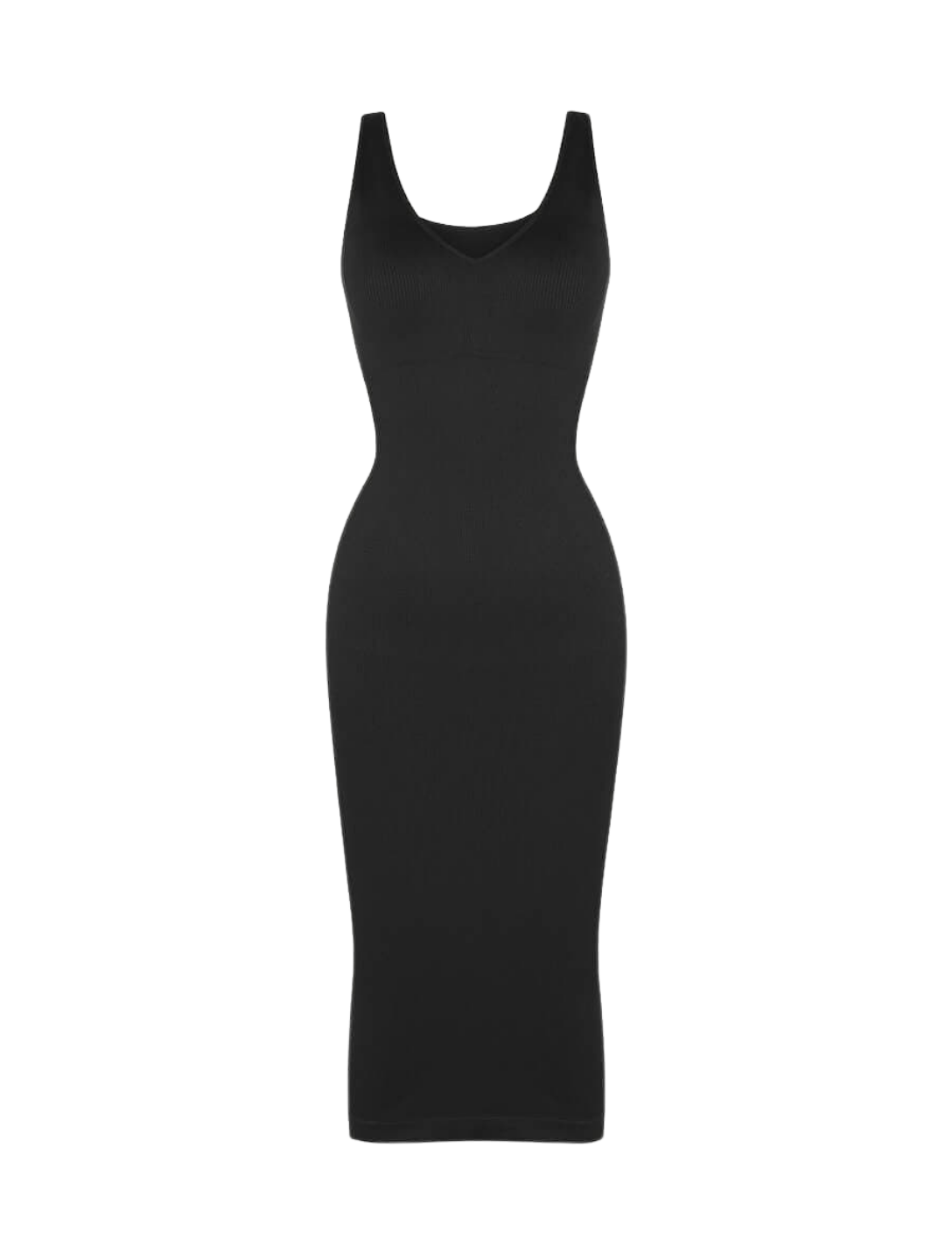 Robe midi sans couture à col en V profond
