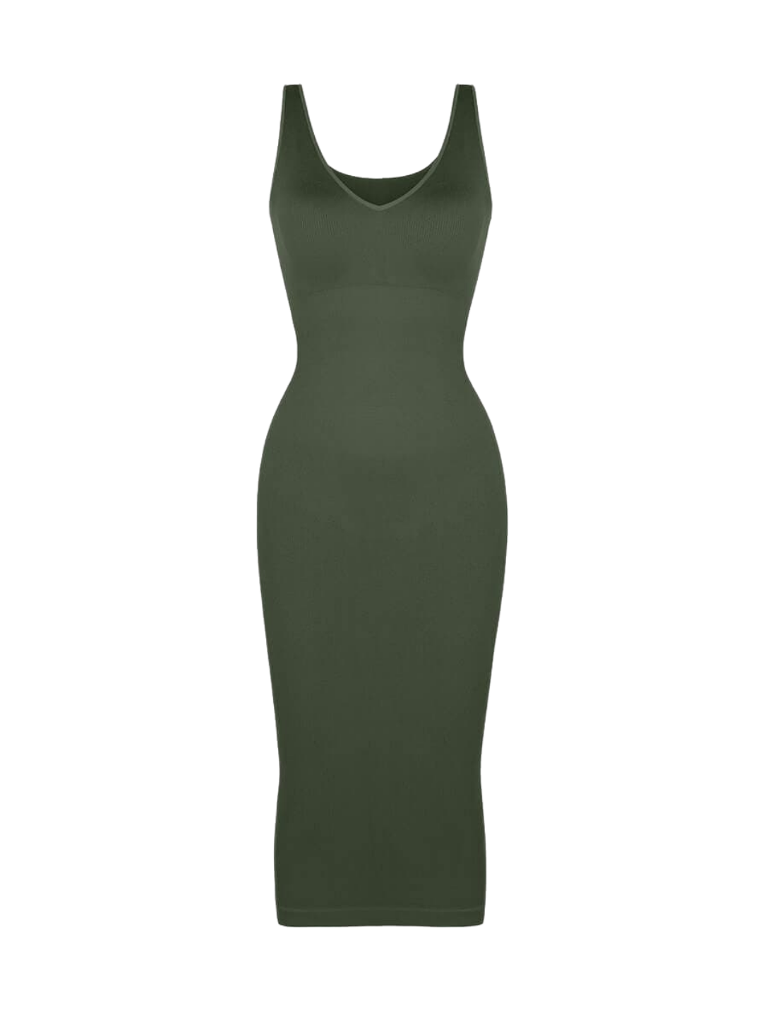 Robe midi sans couture à col en V profond
