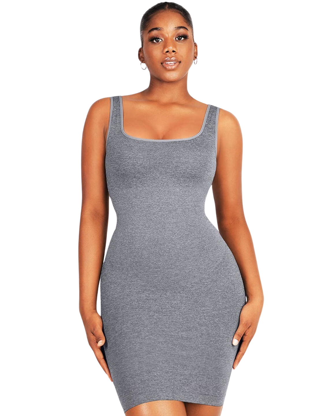 Mini robe sans couture à encolure carrée